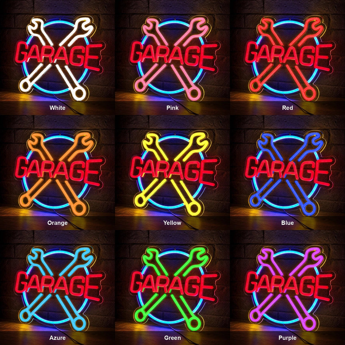 Garage Crossed Wrenches LED Neon Sign - Shineneon