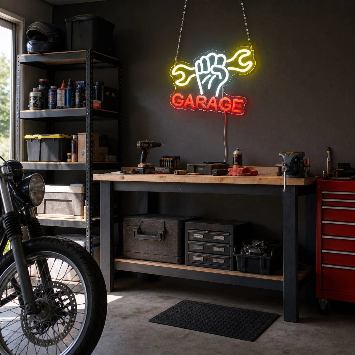 Garage Fist And Two Wrenches LED Neon Sign - Shineneon
