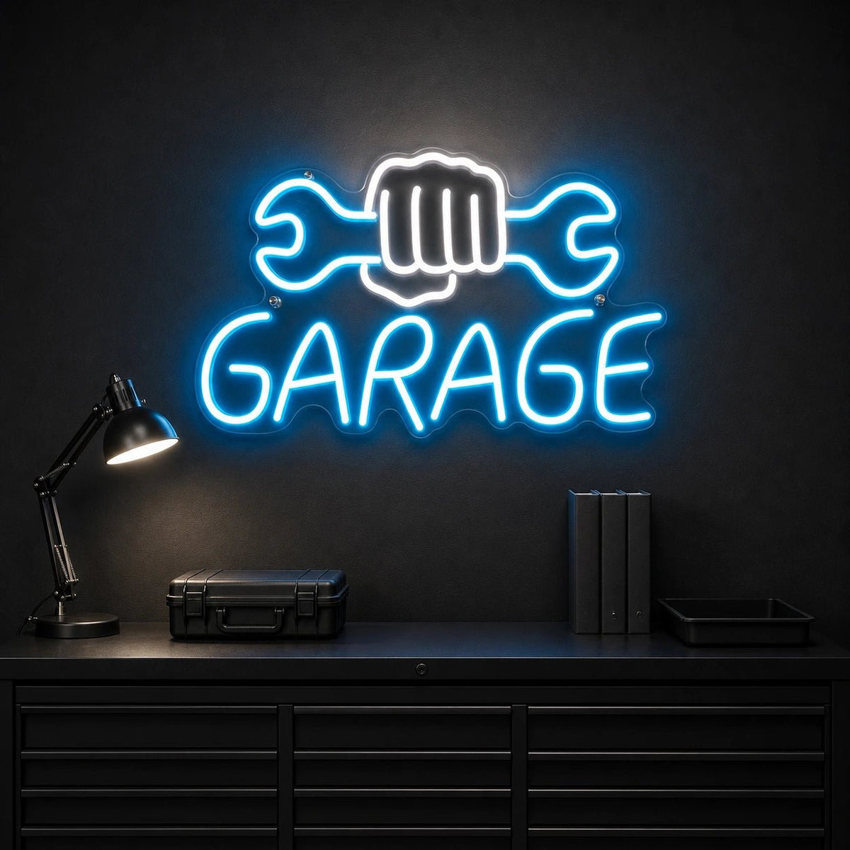 Garage Fist Holding Wrenches LED Neon Sign - Shineneon