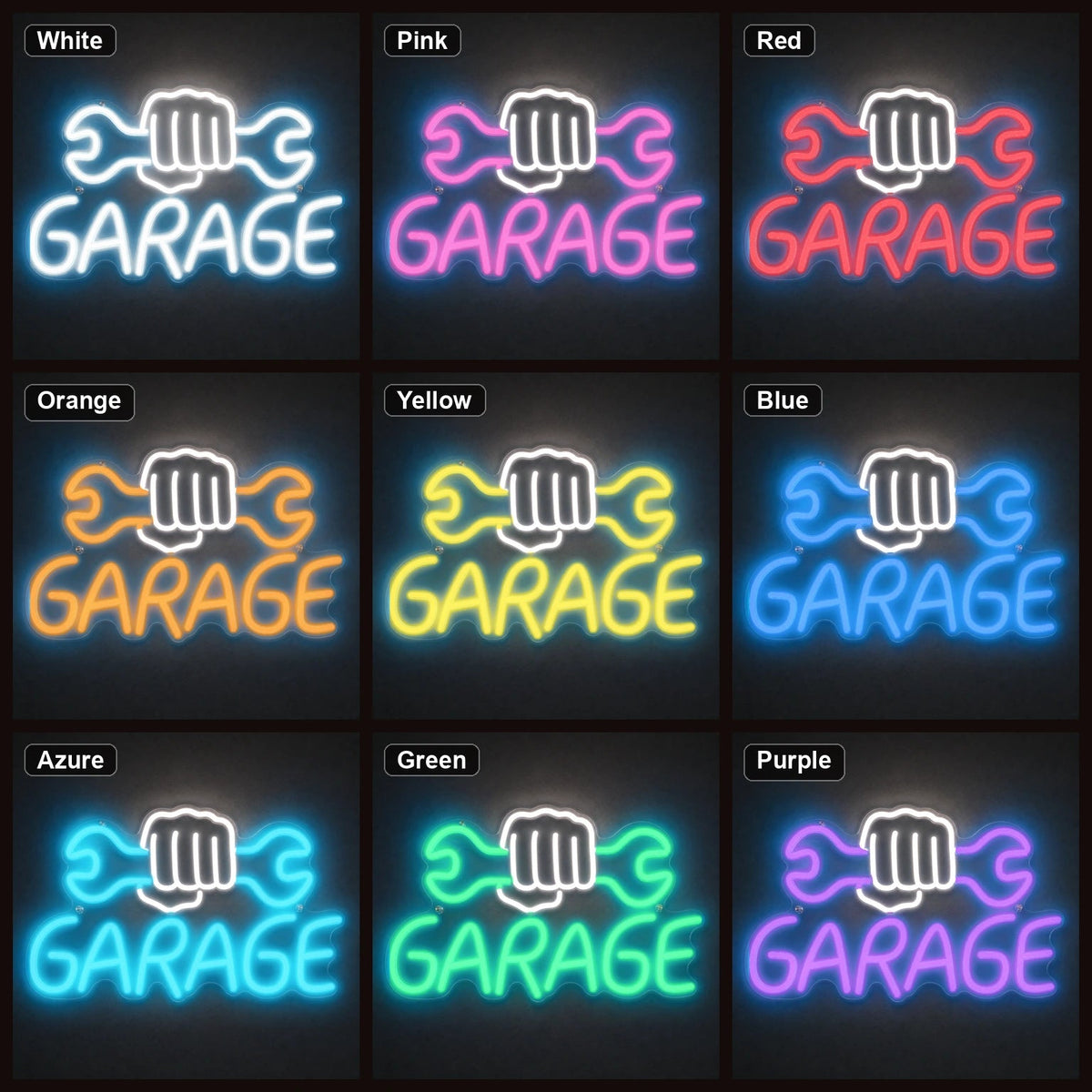 Garage Fist Holding Wrenches LED Neon Sign - Shineneon
