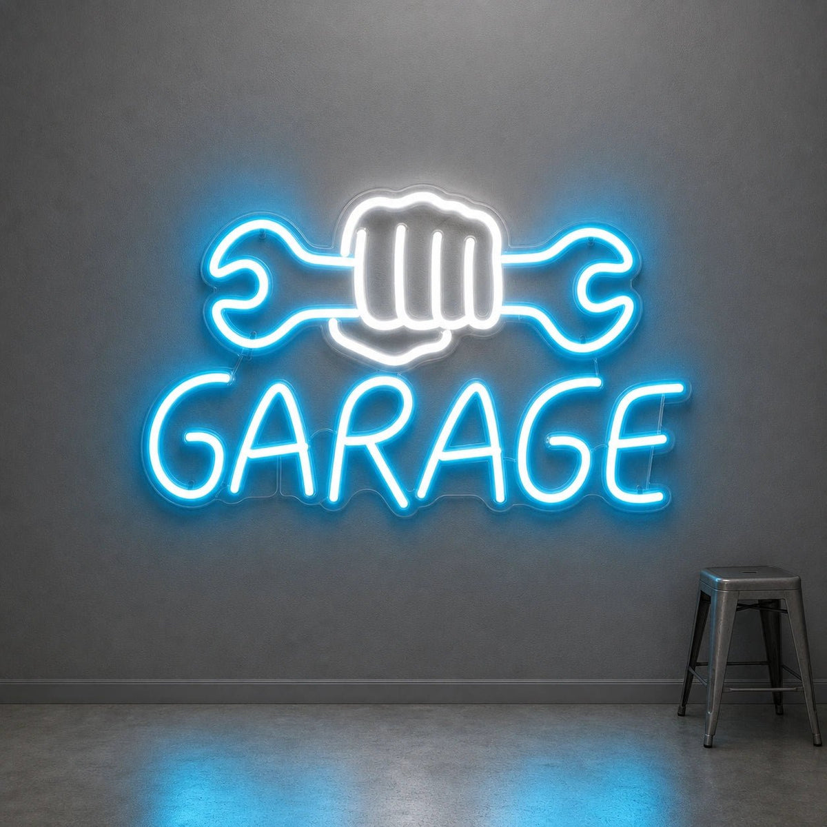 Garage Fist Holding Wrenches LED Neon Sign Garage Neon Sign - Shineneon