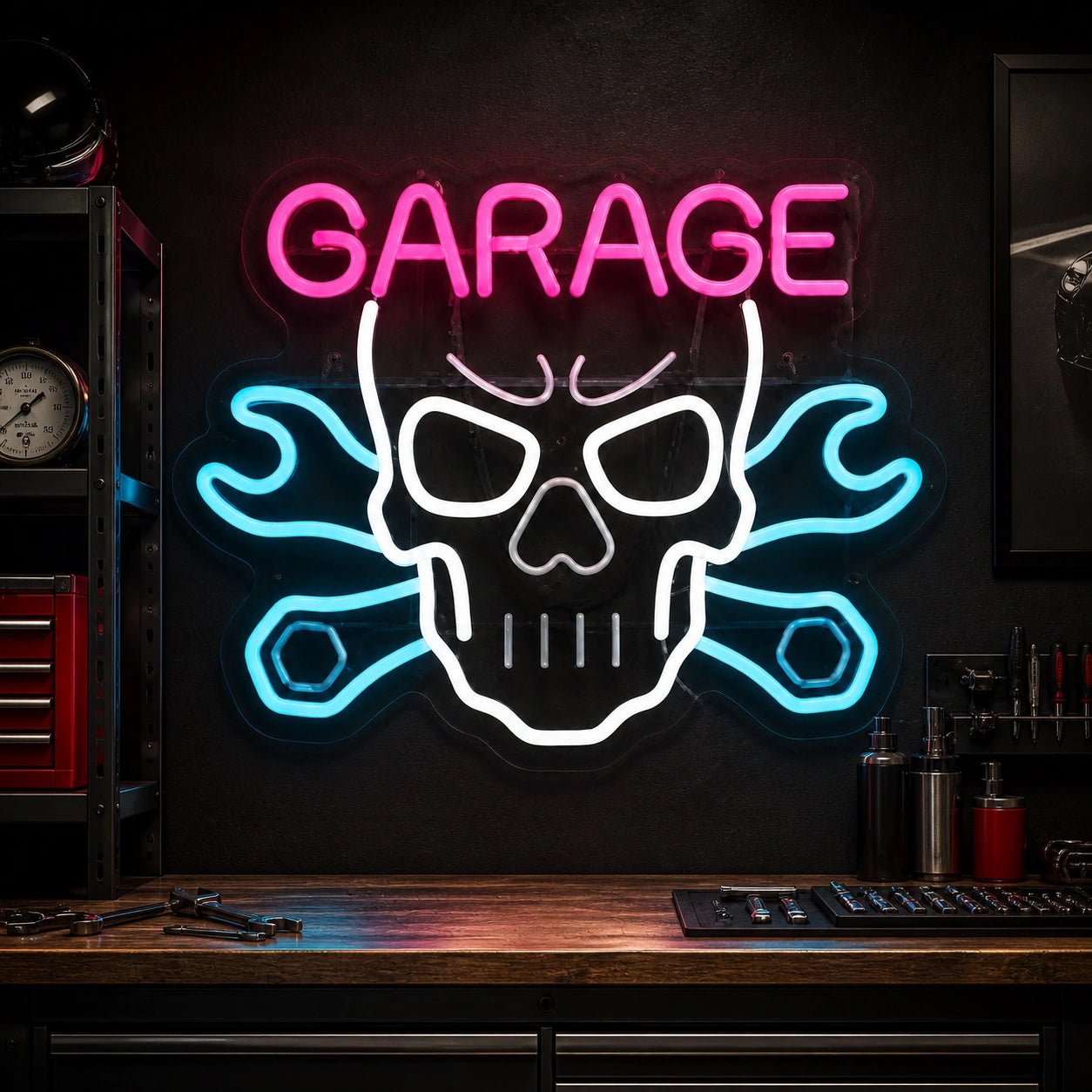 Garage Skull Tools Vintage LED Neon Sign - Shineneon