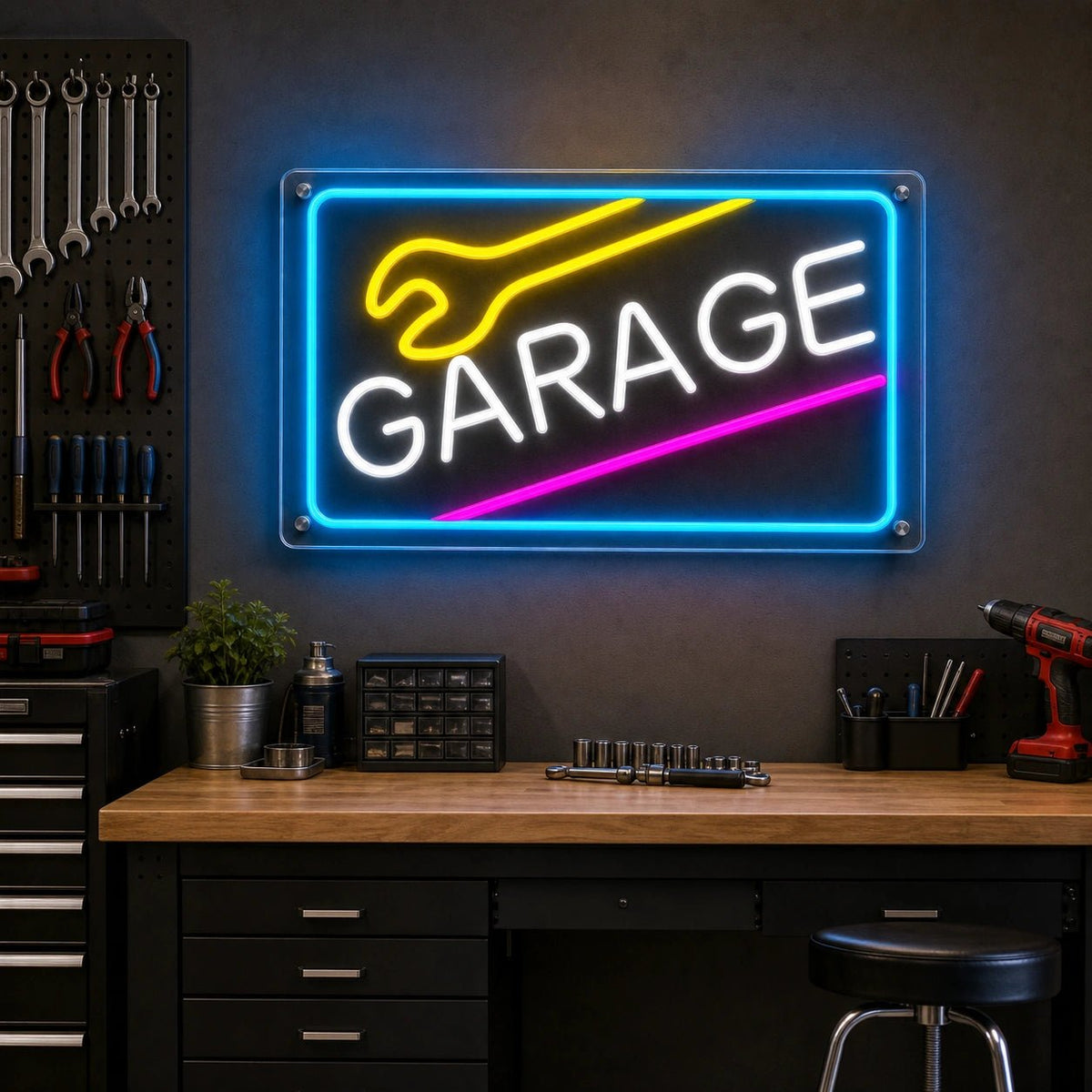 Garage Wrench Frame LED Neon Sign - Shineneon
