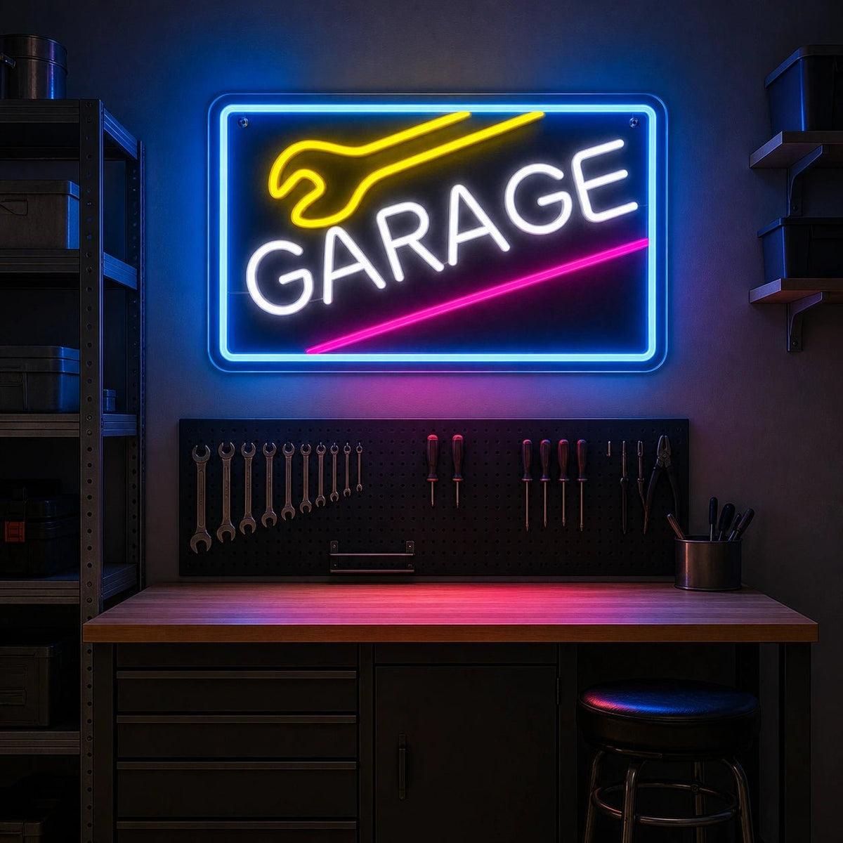 Garage Wrench Frame LED Neon Sign Garage Neon Sign - Shineneon