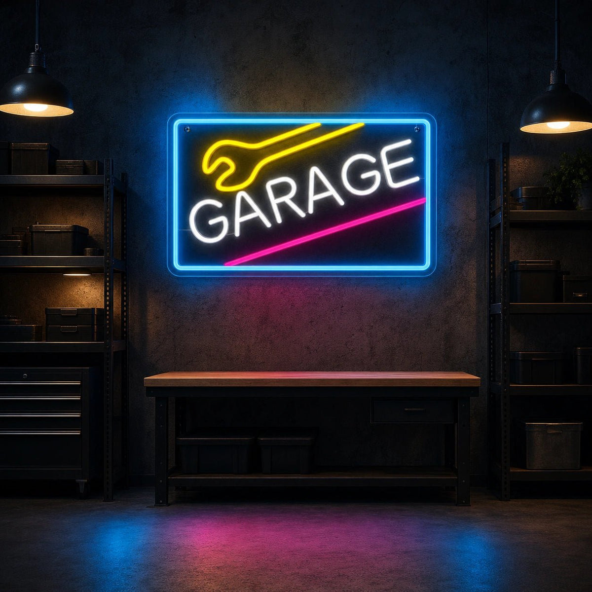 Garage Wrench Frame LED Neon Sign Garage Neon Sign - Shineneon