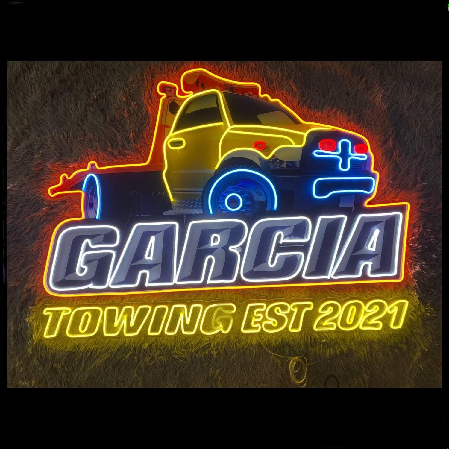 Garcia Towing Multicolor Cartoon Truck Led Neon Sign For Business Decor | Shineneon