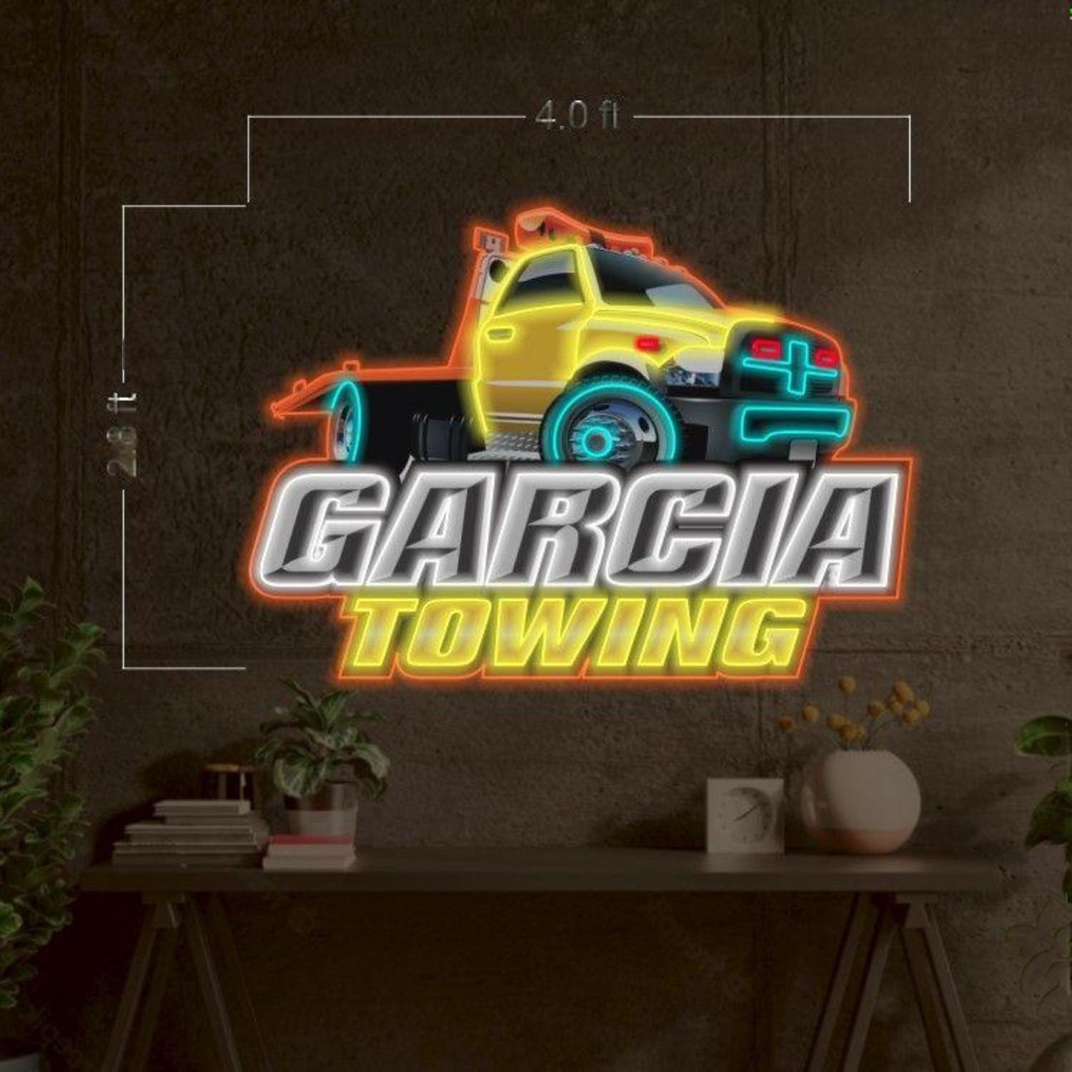 Garcia Towing Multicolor Cartoon Truck Led Neon Sign For Business Decor | Shineneon