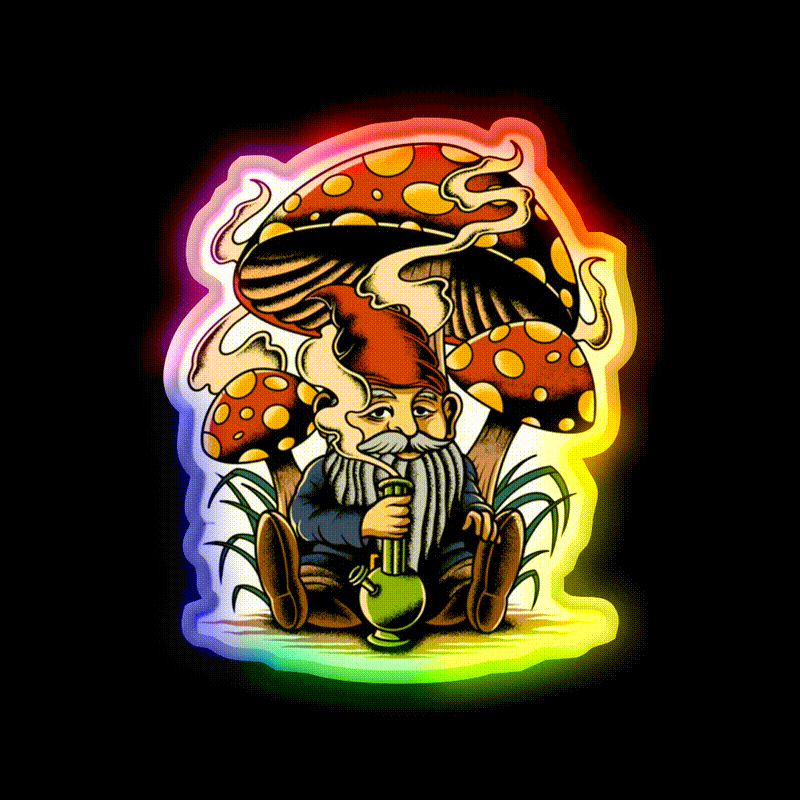 Garden Gnome Hemp Inspired Green Leaf Led Neon Sign Rgb Color