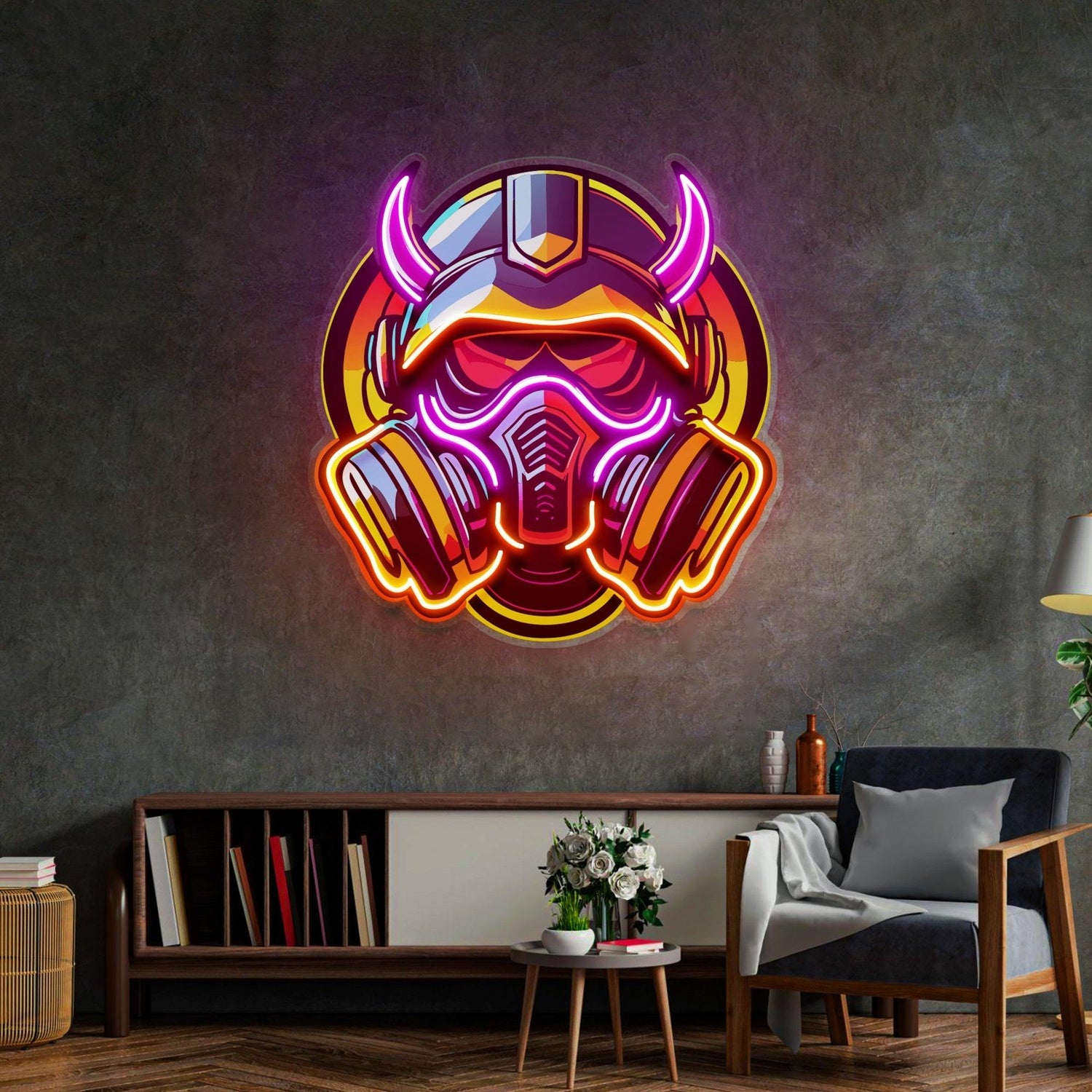 Gas Mask Esport Uv Printed Led Neon Sign For Gaming Room Decor | Shineneon