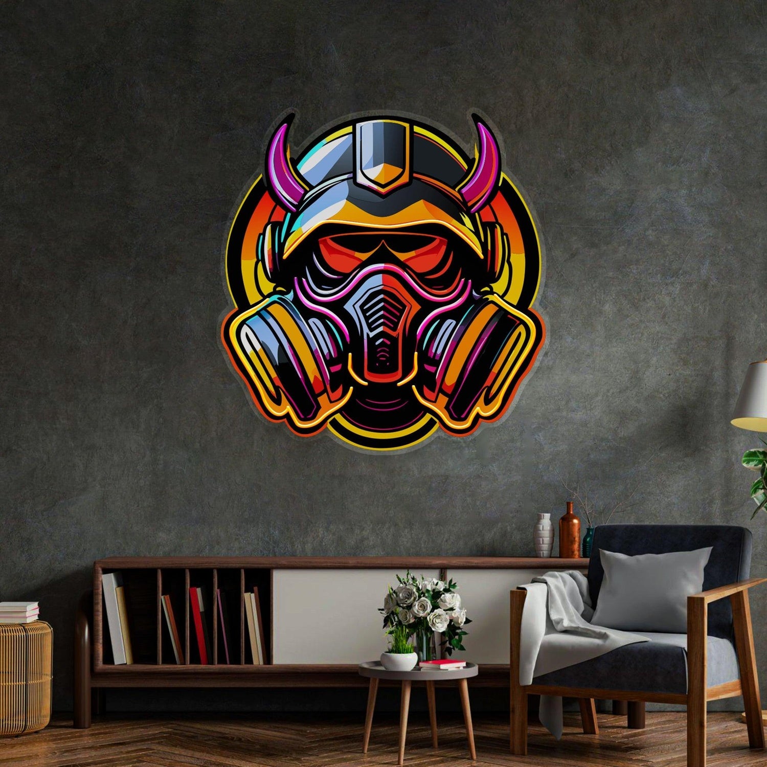 Gas Mask Esport Uv Printed Led Neon Sign For Gaming Room Decor | Shineneon