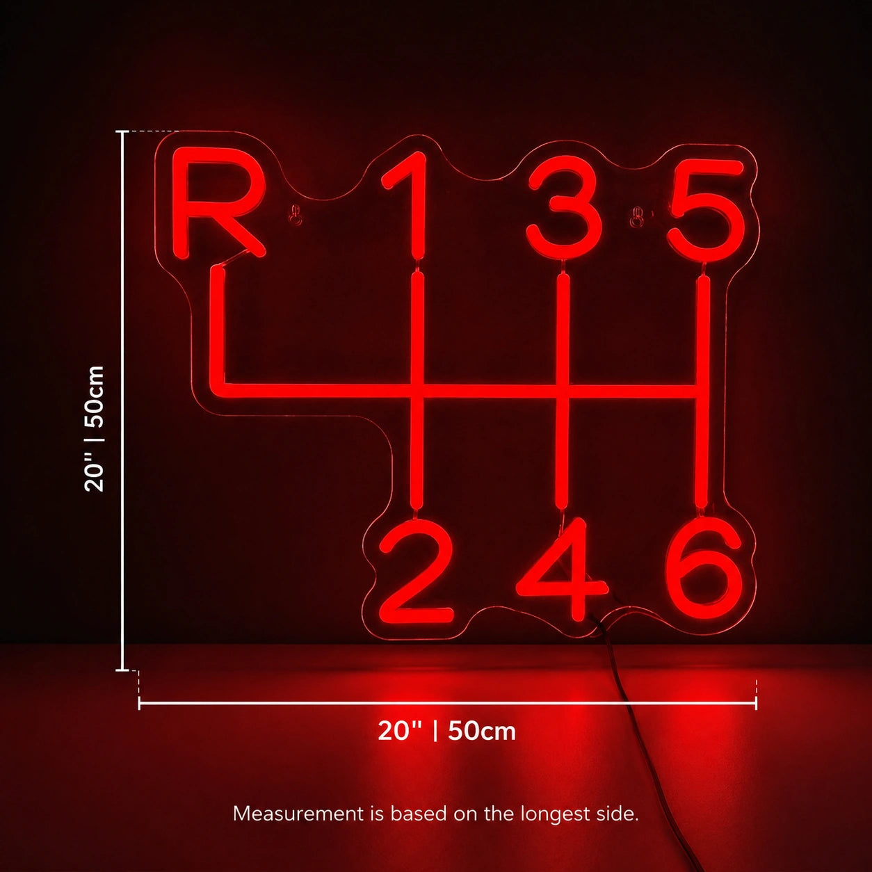 Gear Shift Pattern Neon Sign LED Neon Sign size image