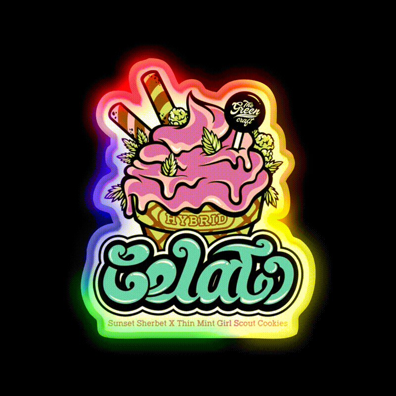 Gelato Hemp Inspired Green Leaf Led Neon Sign Rgb Color - LED neon sign close-up detail