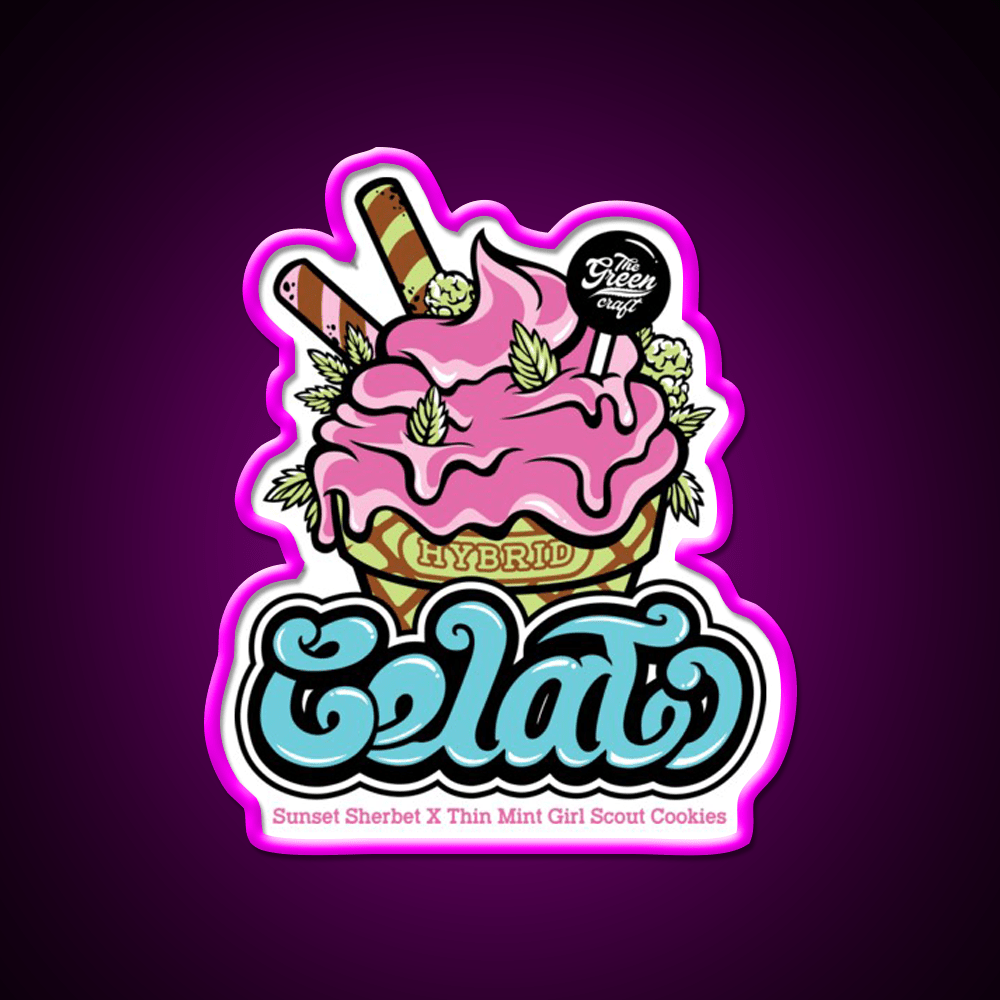 Gelato Hemp Inspired Green Leaf Led Neon Sign Rgb Color - Shineneon