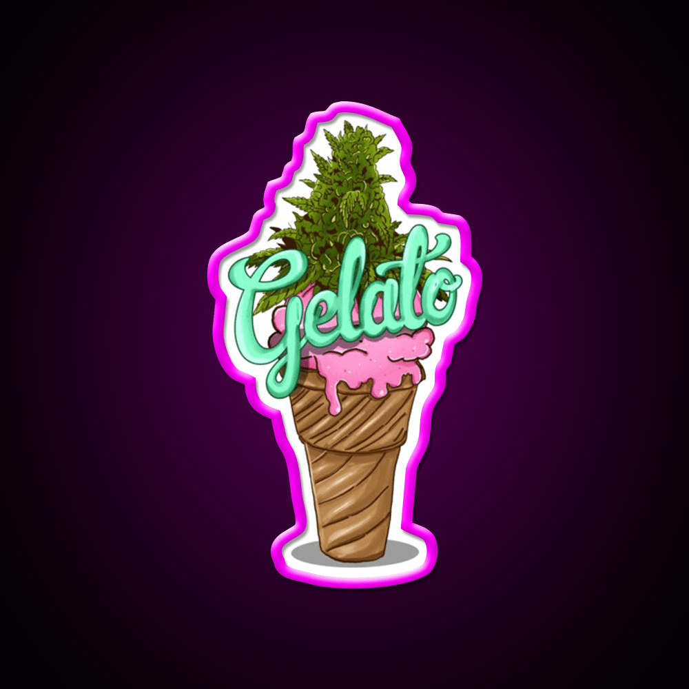 Gelato Weed Strain Hemp Inspired Green Leaf Led Neon Sign Rgb Color - Shineneon