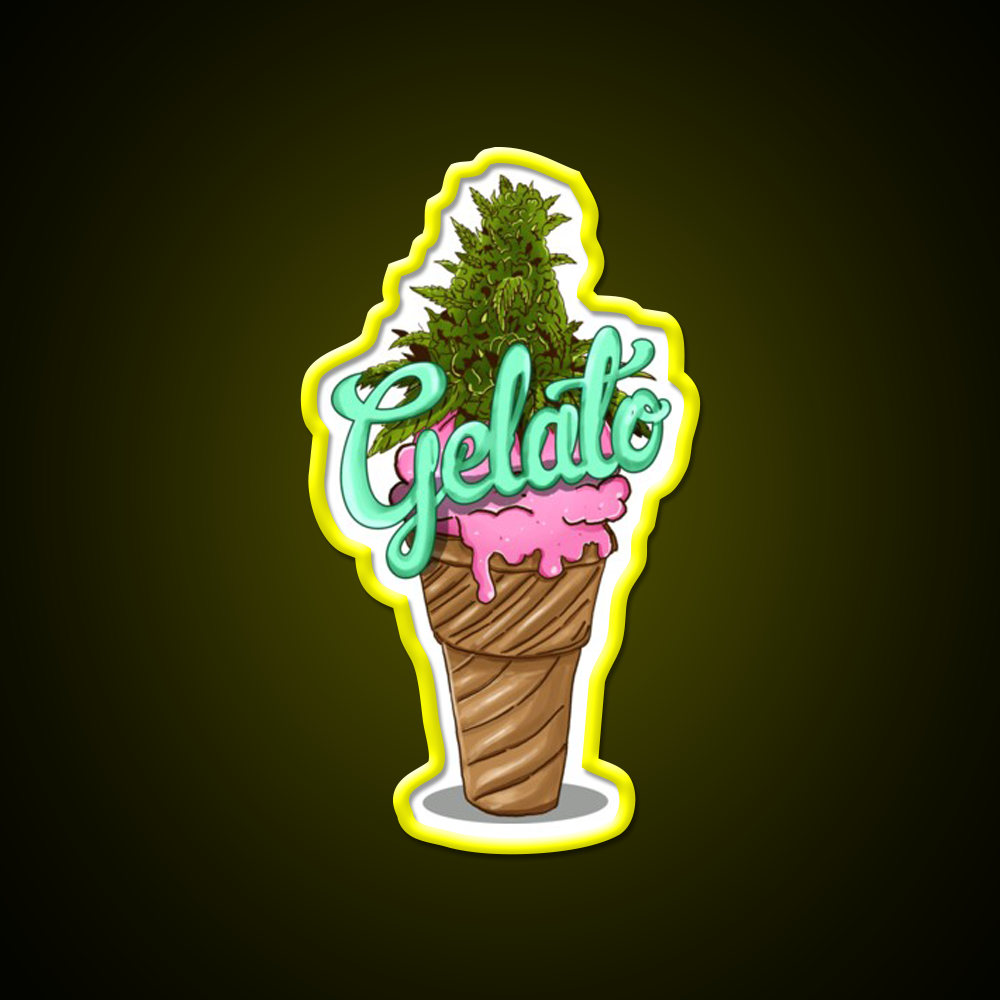 Gelato Weed Strain Hemp Inspired Green Leaf Led Neon Sign Rgb Color - LED neon sign view 7
