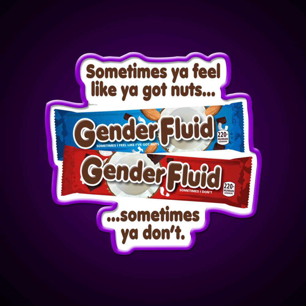 Gender Fluid Funny Candy Bar Parody Design Man Cave Bar Led Neon Sign Rgb Color