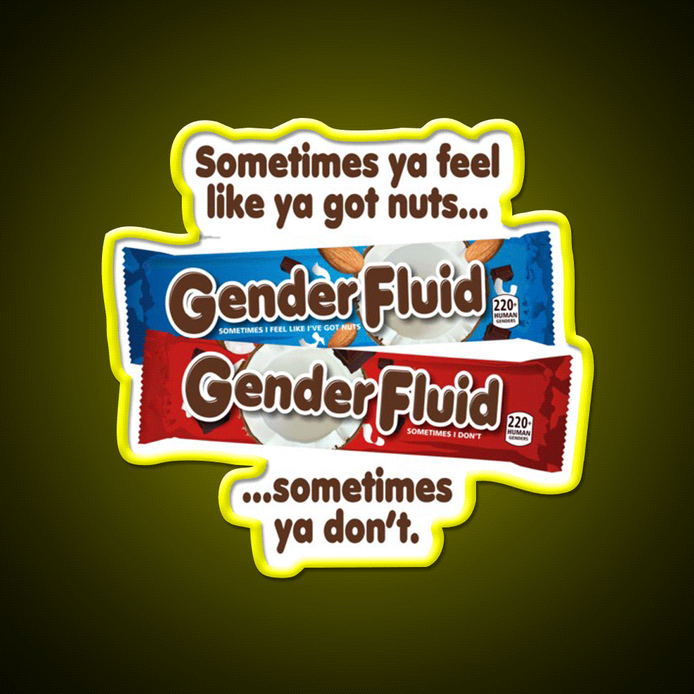 Gender Fluid Funny Candy Bar Parody Design Man Cave Bar Led Neon Sign Rgb Color