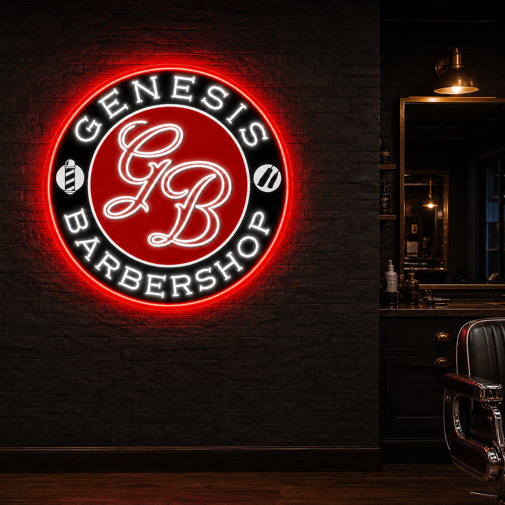 GENESIS BARBERSHOP Custom Business LED Neon Sign - Shineneon
