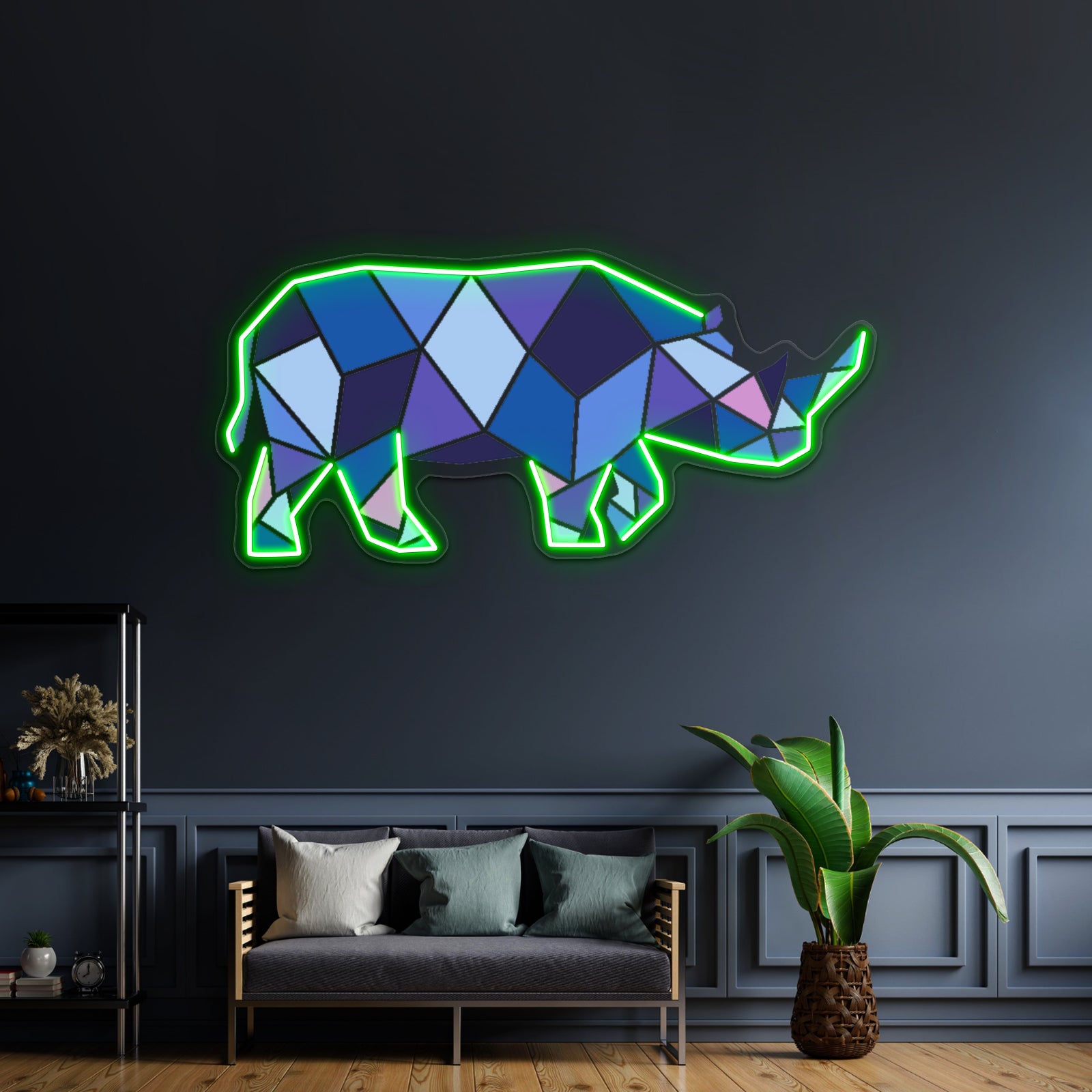 Geometric Rhino Wall Artwork Neon Signs | Shineneon