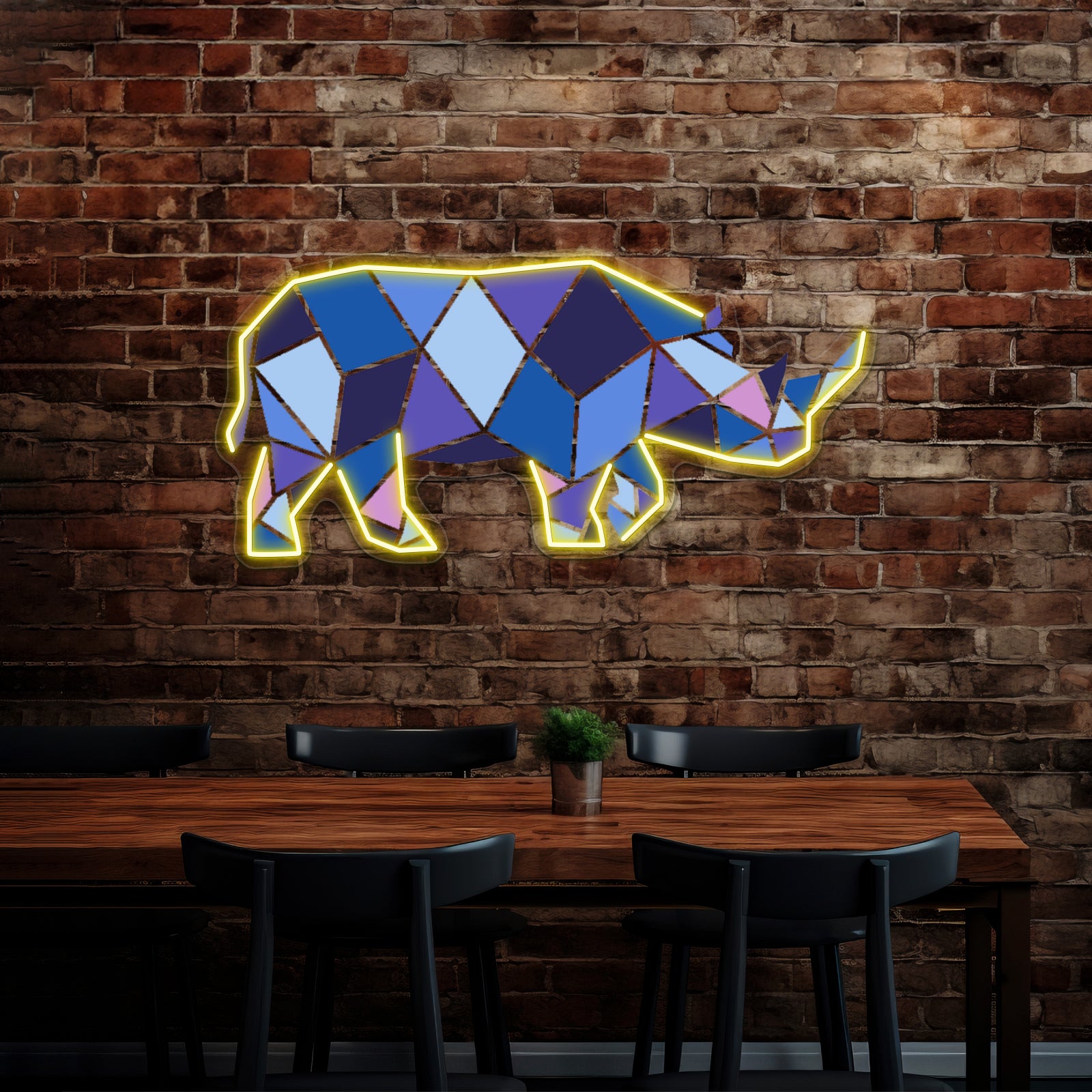 Geometric Rhino Wall Artwork Neon Signs | Shineneon