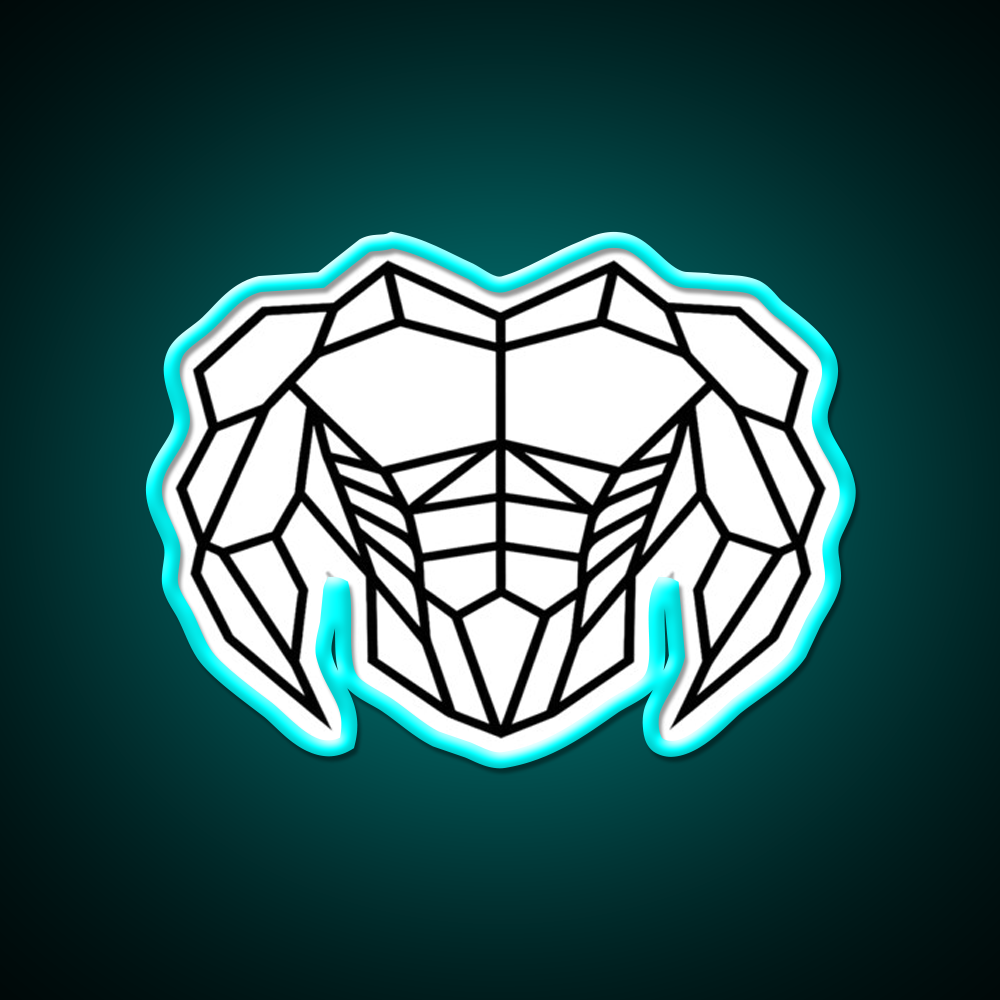 Geometric Strength C Bold Muscle Linework Art Gym Fitness Led Neon Sign Rgb Color