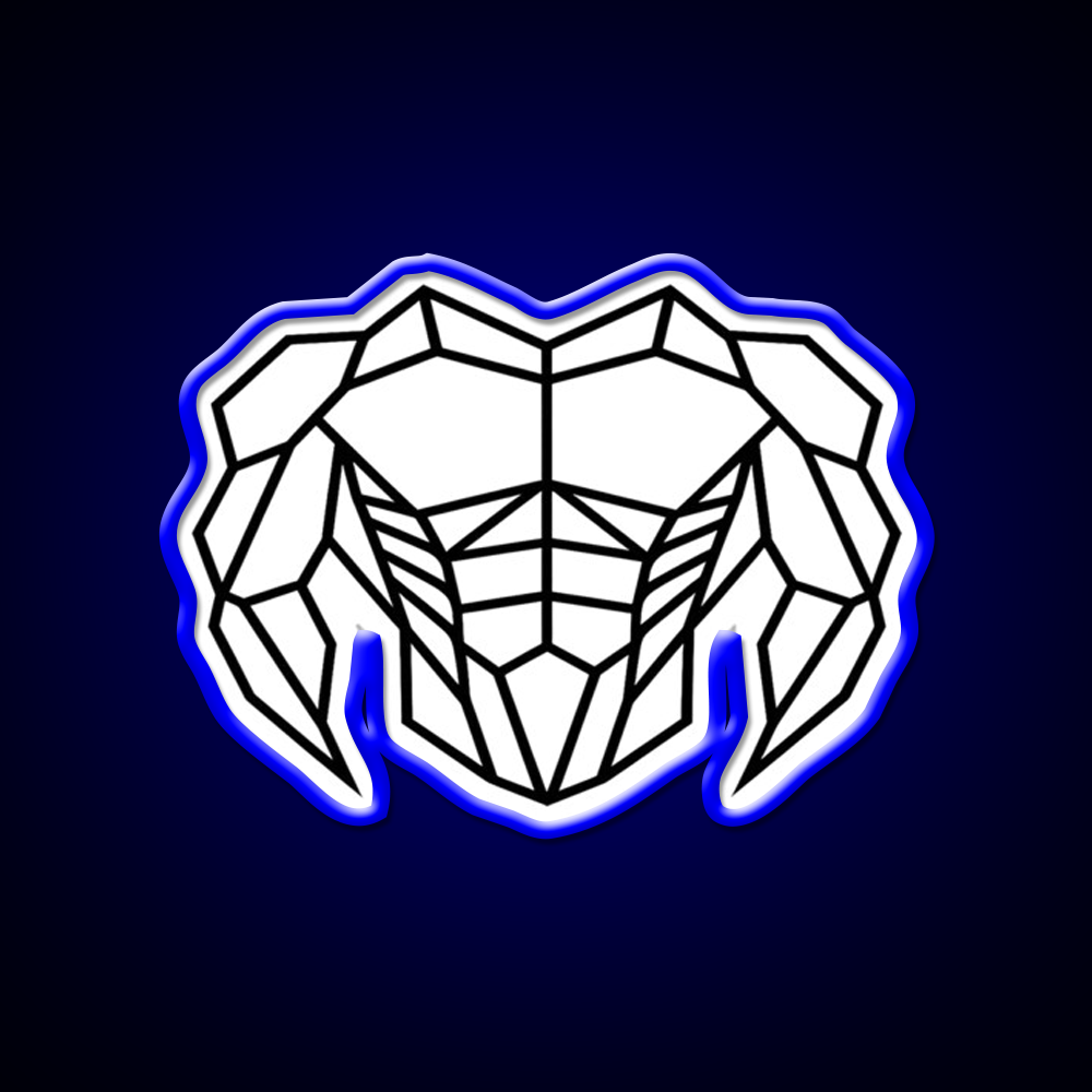 Geometric Strength C Bold Muscle Linework Art Gym Fitness Led Neon Sign Rgb Color