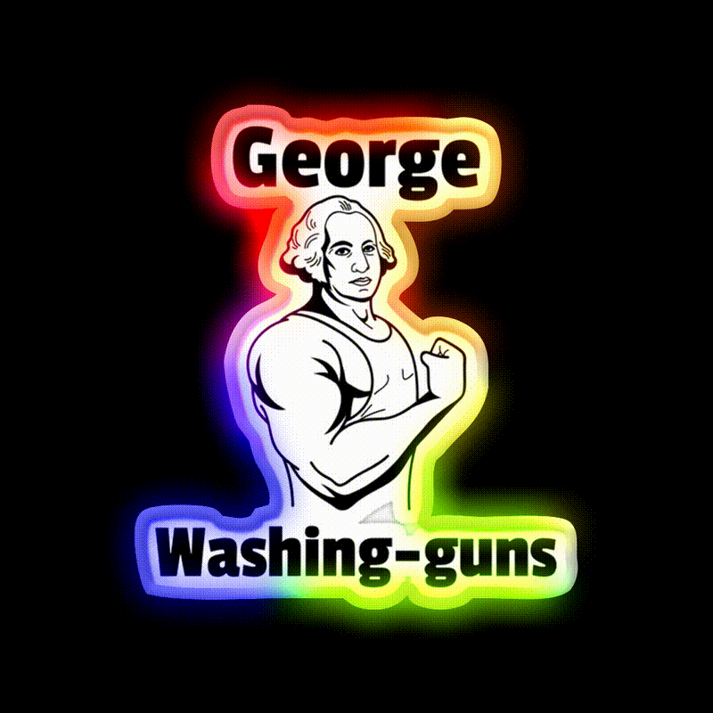 George Washing Guns Gym Fitness Led Neon Sign Rgb Color