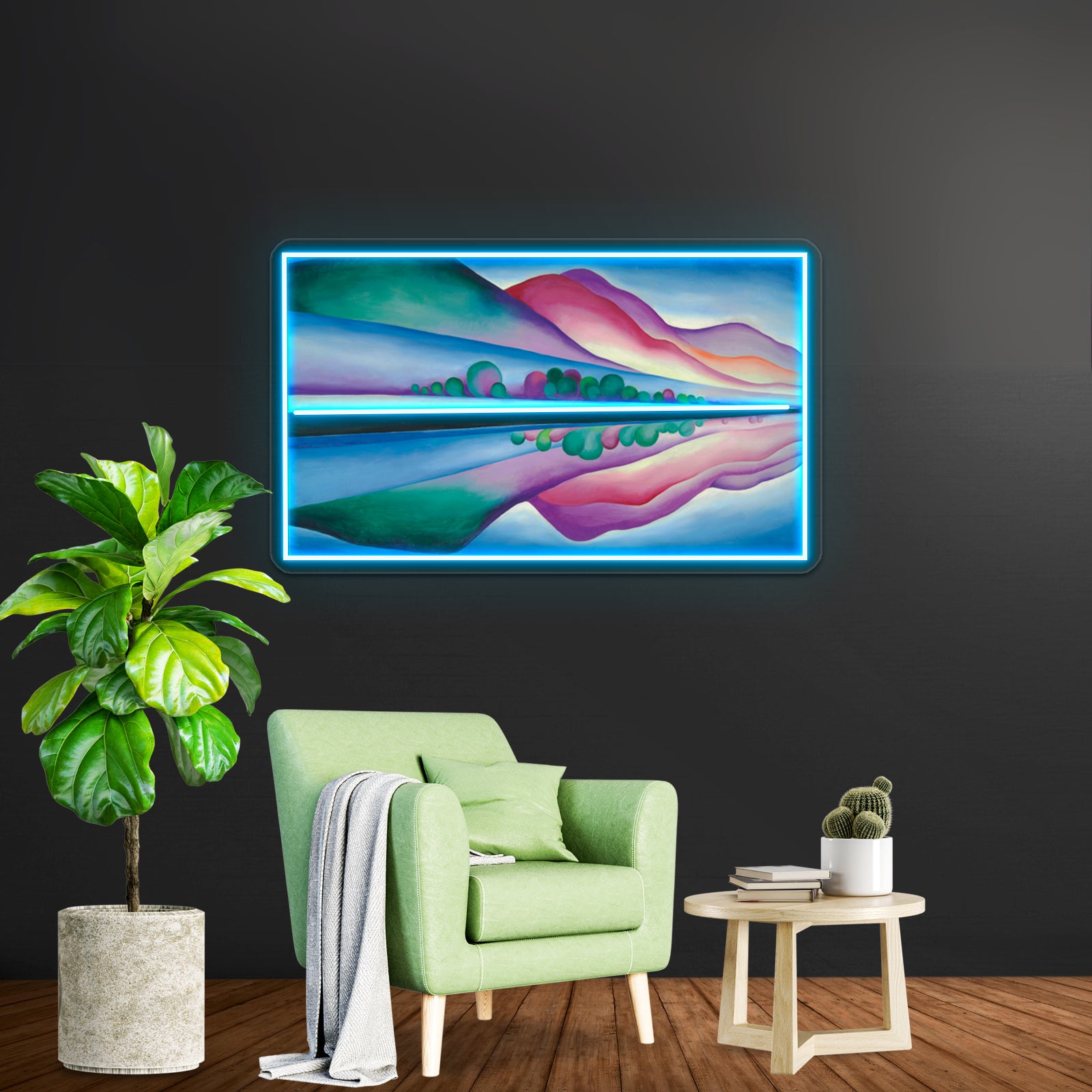 Georgia Okeeffe Lake George Reflection Wall Artwork Neon Signs | Shineneon