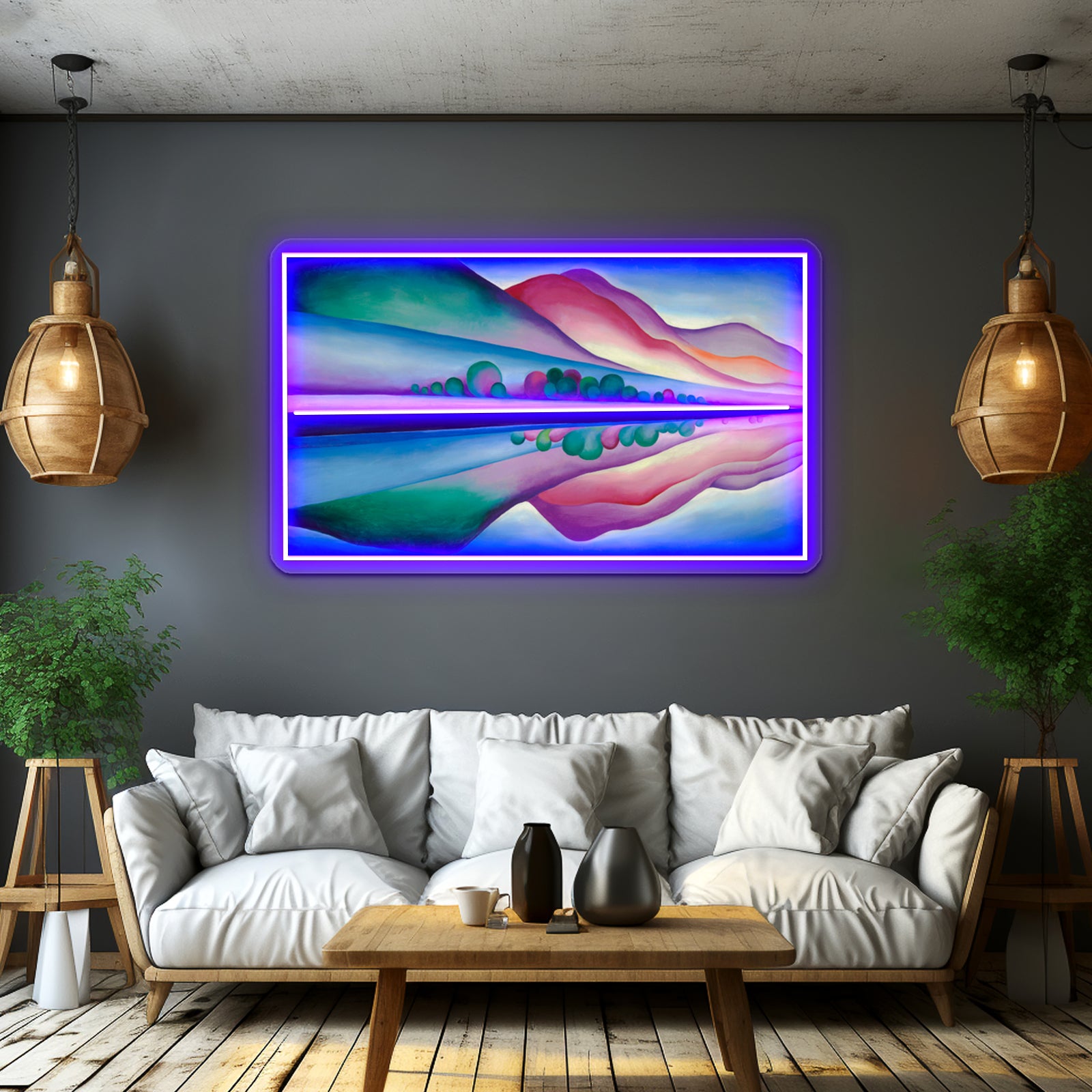Georgia Okeeffe Lake George Reflection Wall Artwork Neon Signs | Shineneon