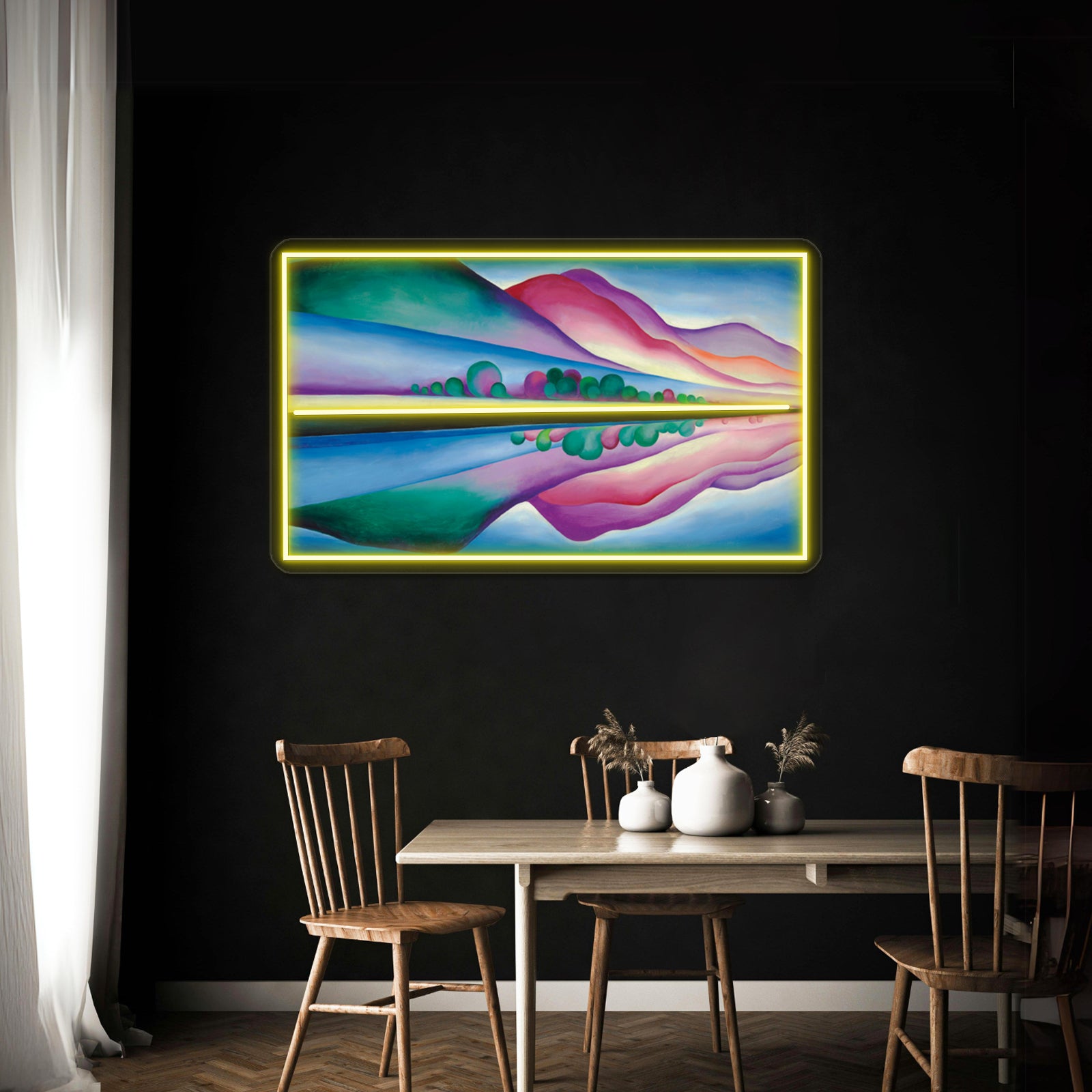 Georgia Okeeffe Lake George Reflection Wall Artwork Neon Signs | Shineneon