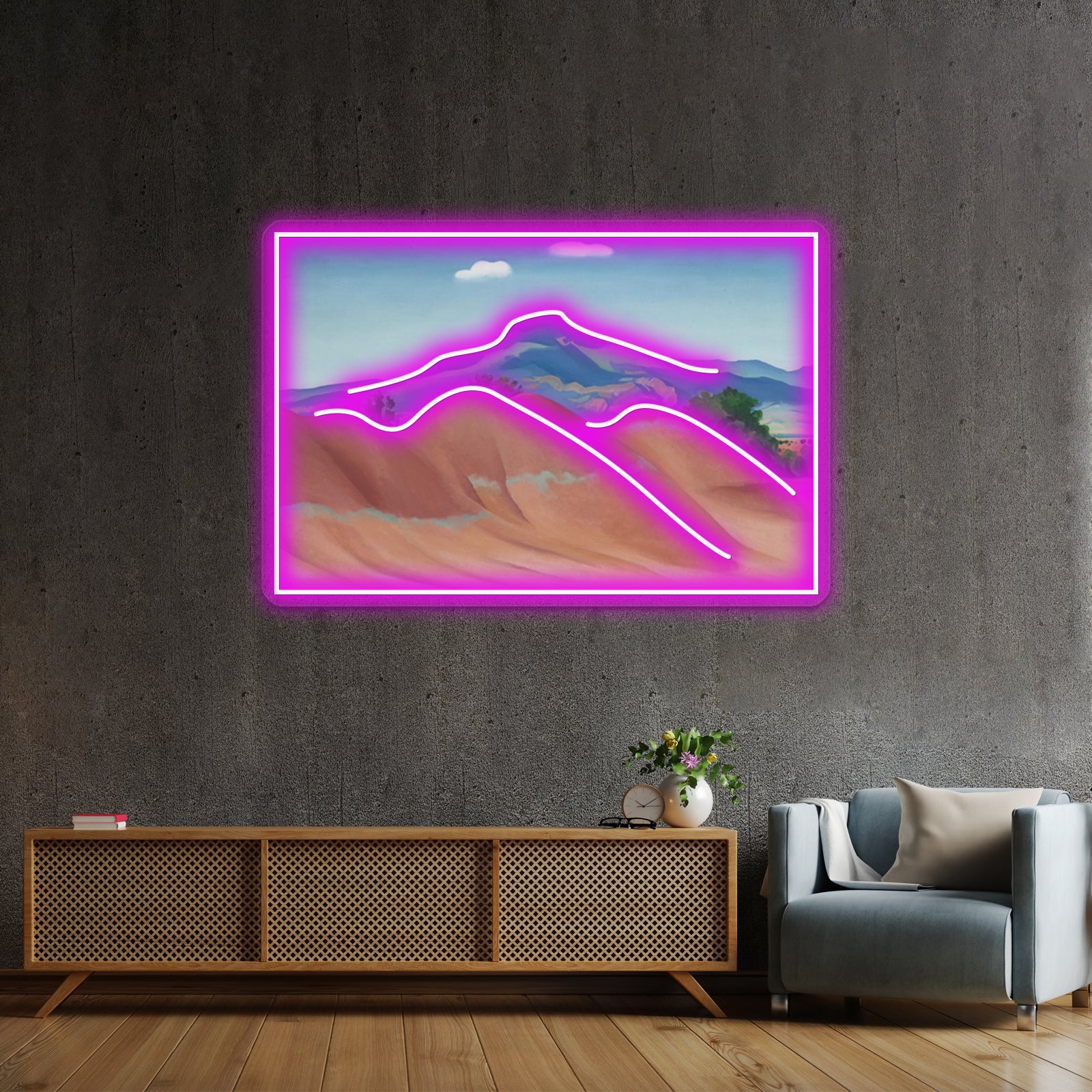 Georgia Okeeffe Red Hills Wall Artwork Neon Signs | Shineneon