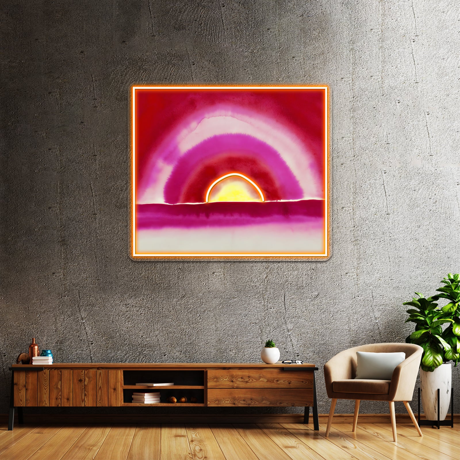 Georgia Okeeffe Sunrise Watercolor 1916 Wall Artwork Neon Signs | Shineneon
