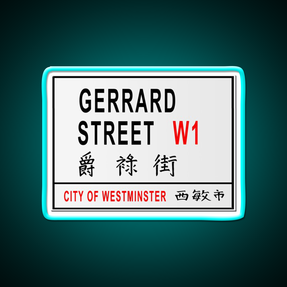 Gerrard Street China Town London Sign Asian Cultural Led Neon Sign Rgb Color - Size and dimension reference