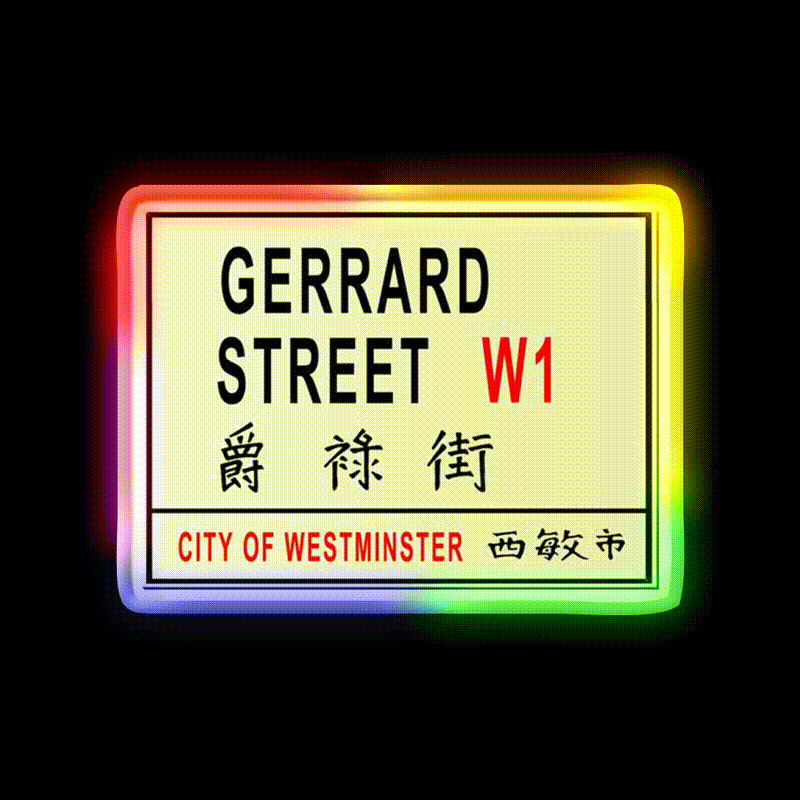 Gerrard Street China Town London Sign Asian Cultural Led Neon Sign Rgb Color - LED neon sign close-up detail