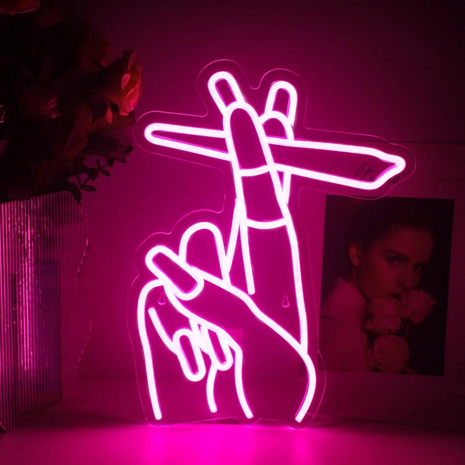 Gesture V With Pen Affortable LED Neon Sign - Shineneon