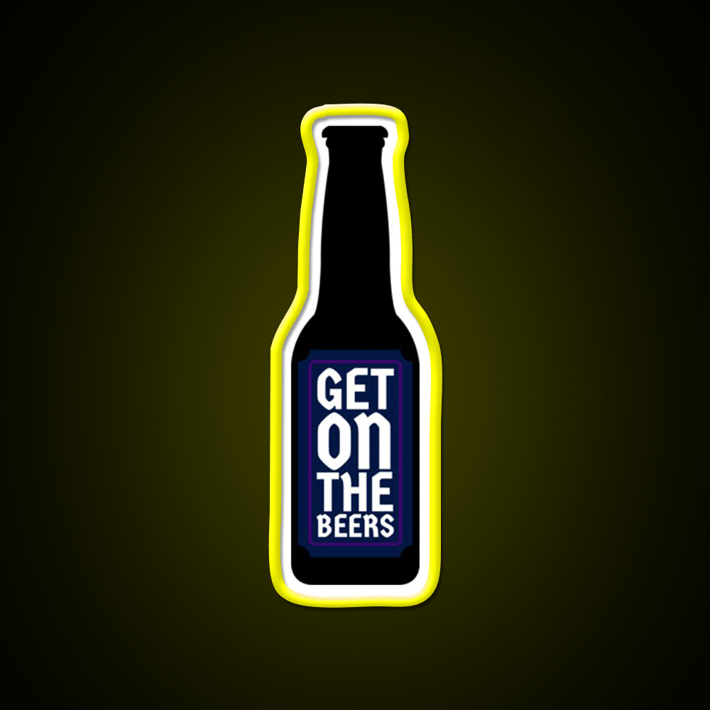 Get On The Beer Man Cave Bar Led Neon Sign Rgb Color - Custom LED neon sign front view