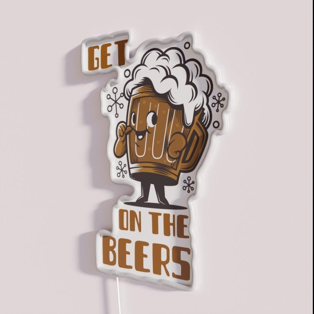 Get On The Beers Funny Words With Beer Graphic Rgb Led Neon Sign - Shineneon