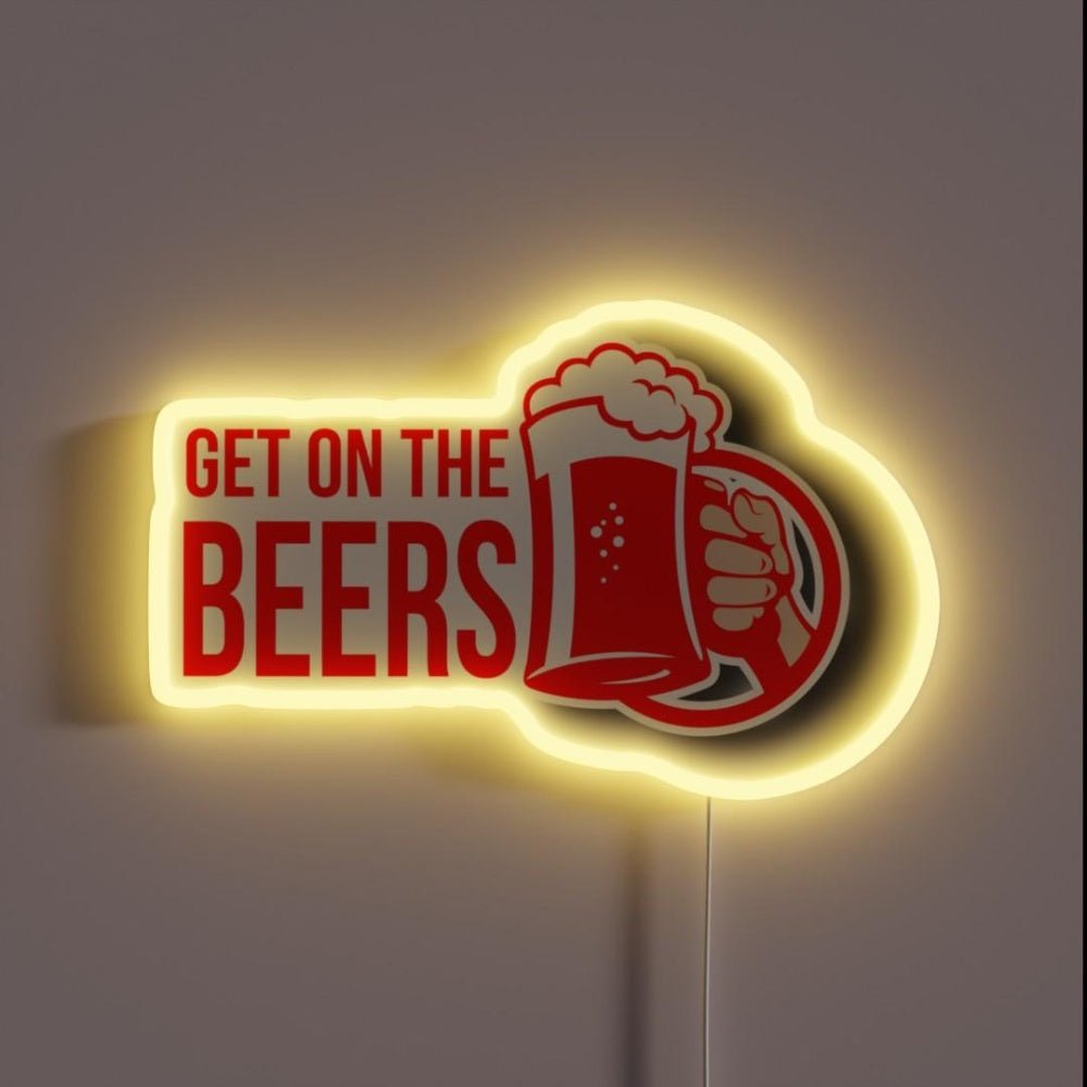 Get On The Beers Rgb Led Neon Sign Bar Cups Wall Art - Shineneon