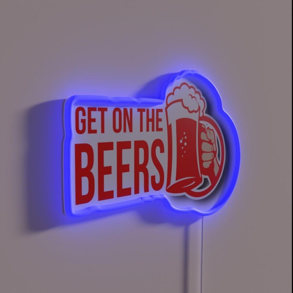 Get On The Beers Rgb Led Neon Sign Bar Cups Wall Art - Shineneon