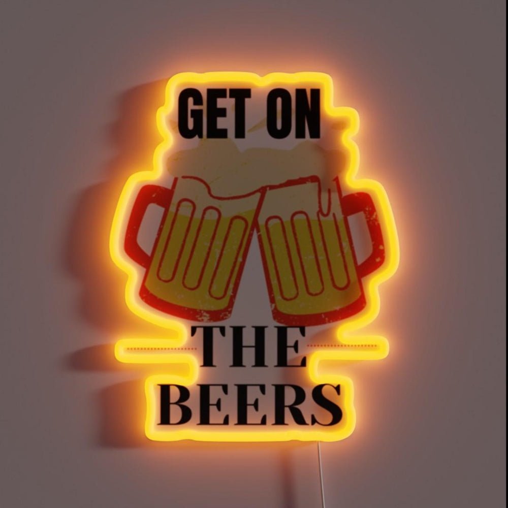 Get On The Beers Rgb Led Neon Sign Bar Wall Cheers - Shineneon