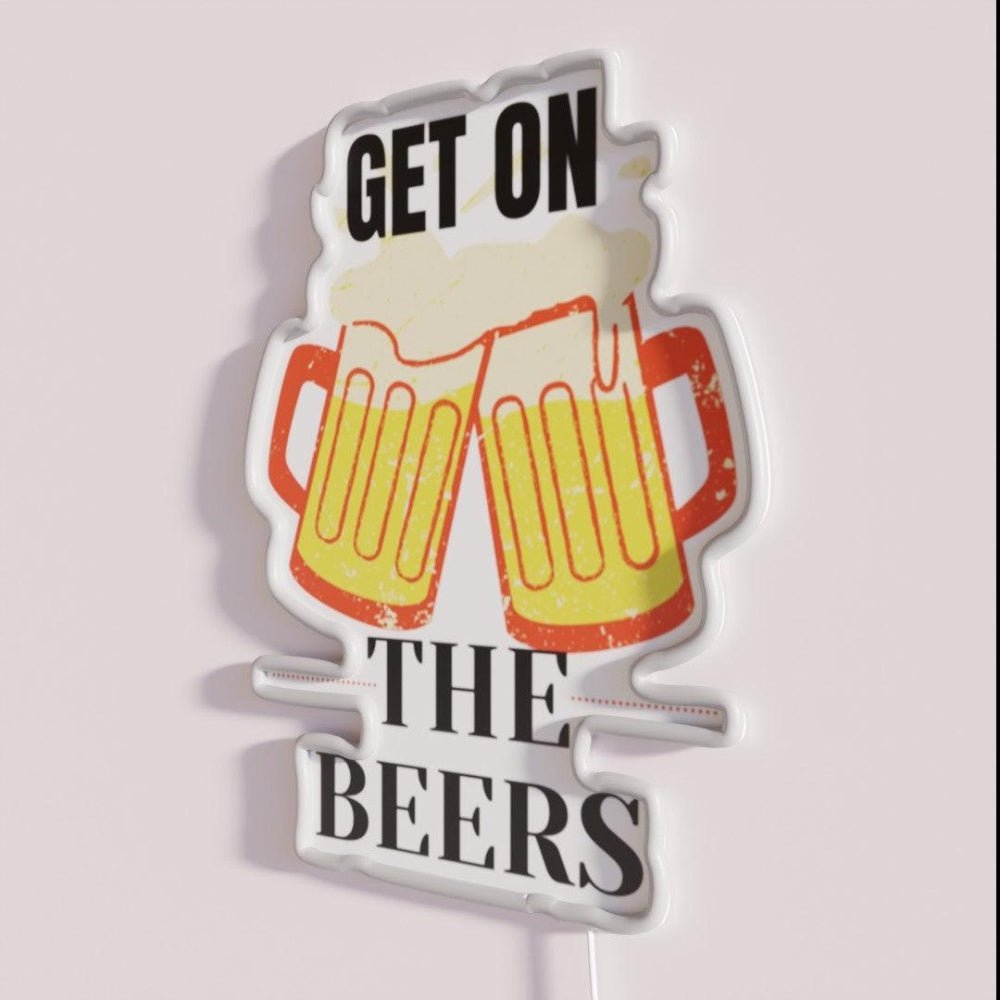 Get On The Beers Rgb Led Neon Sign Bar Wall Cheers - Shineneon