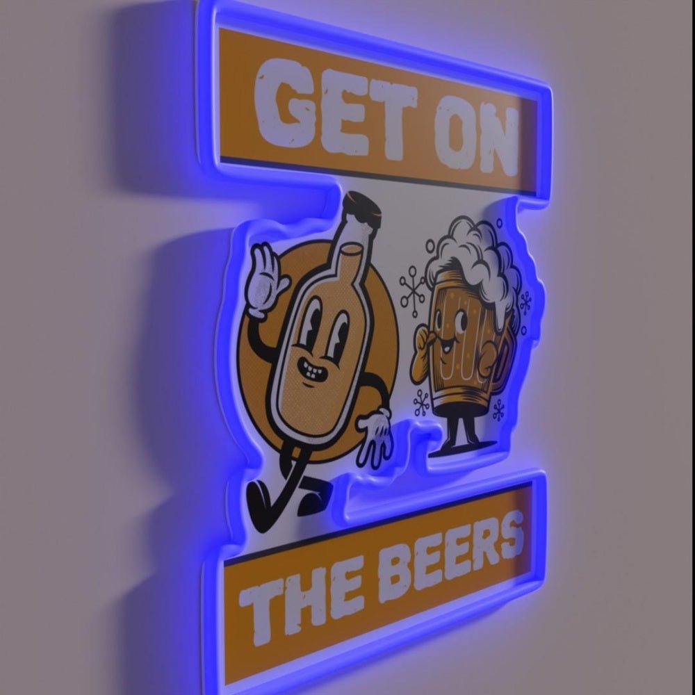 Get On The Beers Rgb Led Neon Sign Bar Wine Wall Art - Shineneon