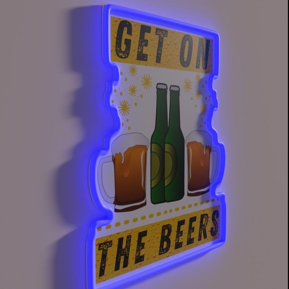 Get On The Beers Rgb Led Neon Sign Beer Wall Art - Shineneon