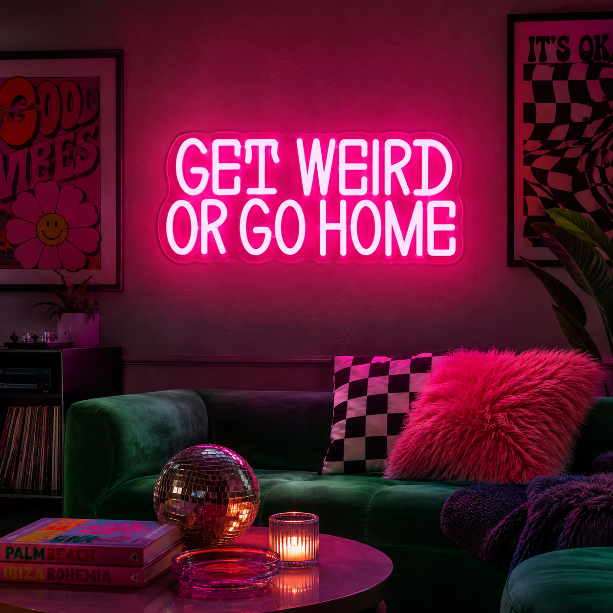 Get Weird Or Go Home Wall Decor LED Neon Sign - 03 Real Lifestyle Scene