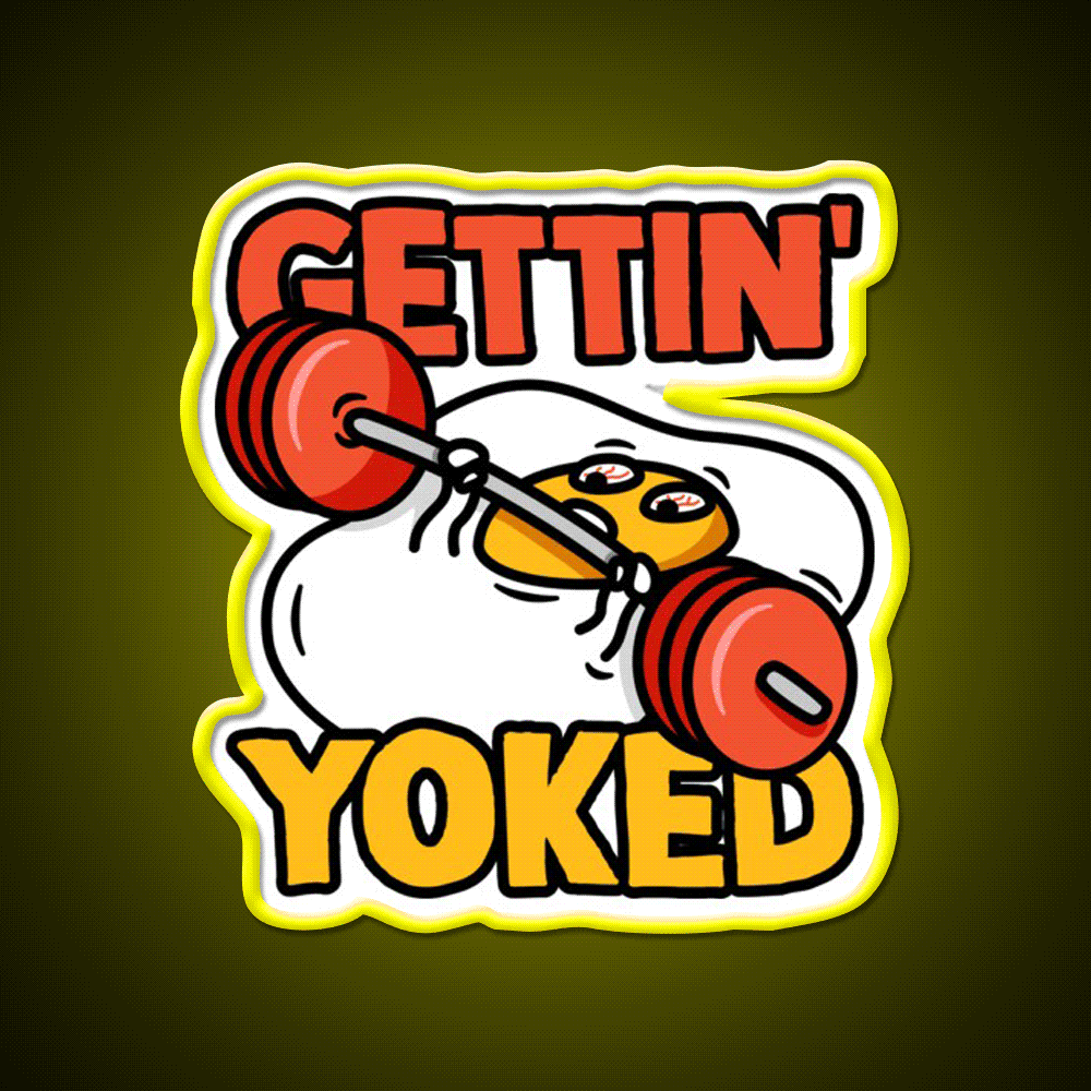 Getting Yoked Funny Benching Egg Man Gym Fitness Led Neon Sign Rgb Color