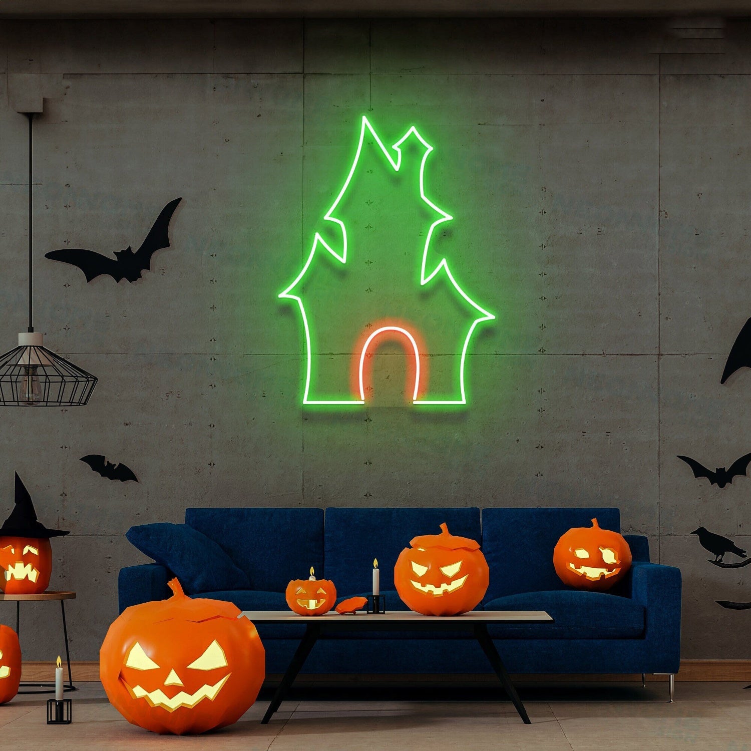 Ghost House Neon Sign Halloween Neon Sign Light Devil S House | Shineneon