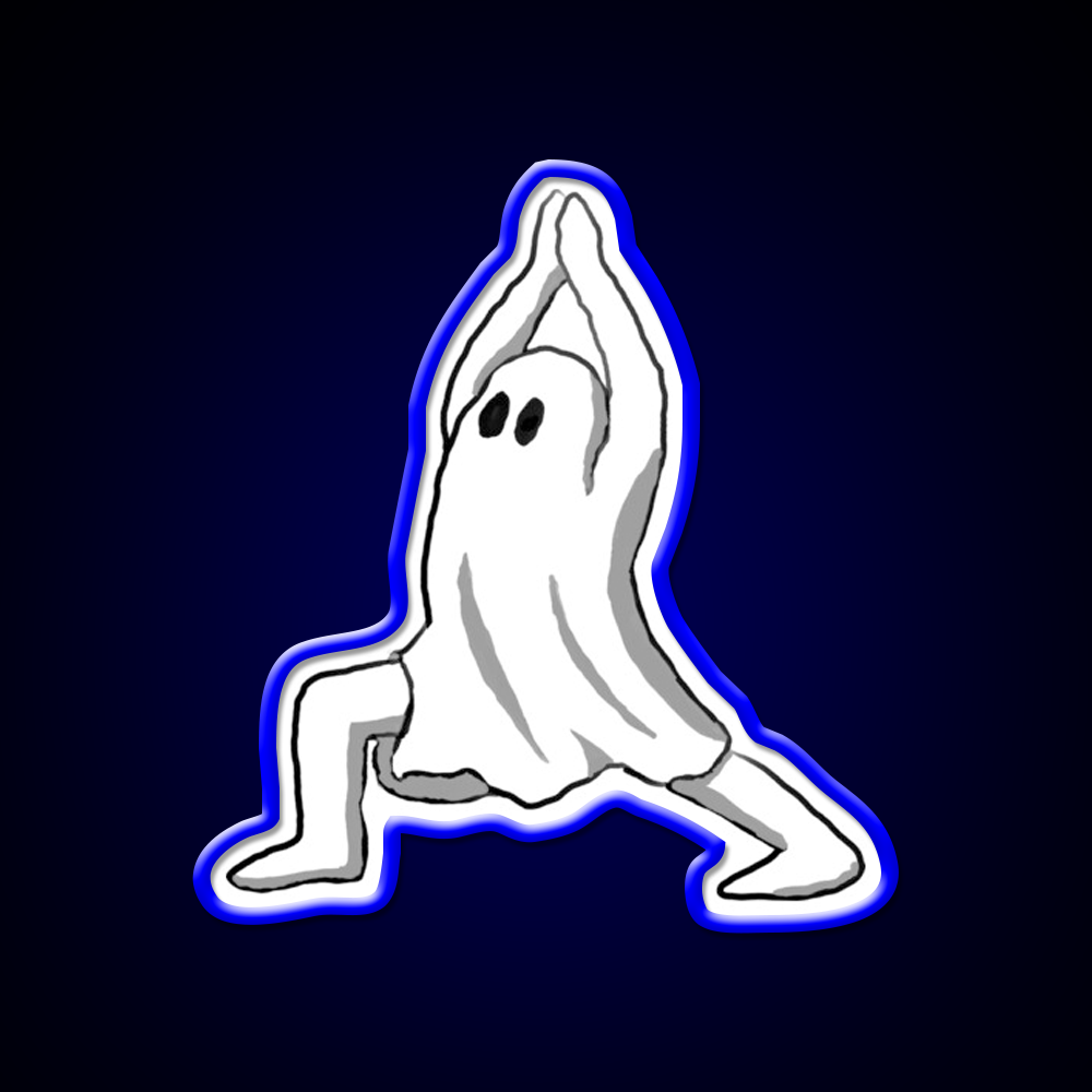 Ghost In Warrior I Pose Ghost Yoga Led Neon Sign Rgb Color