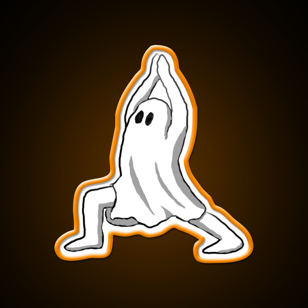 Ghost In Warrior I Pose Ghost Yoga Led Neon Sign Rgb Color