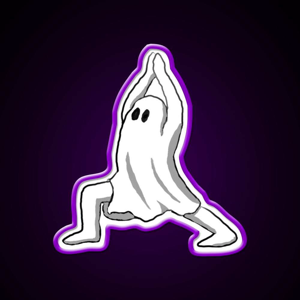 Ghost In Warrior I Pose Ghost Yoga Led Neon Sign Rgb Color