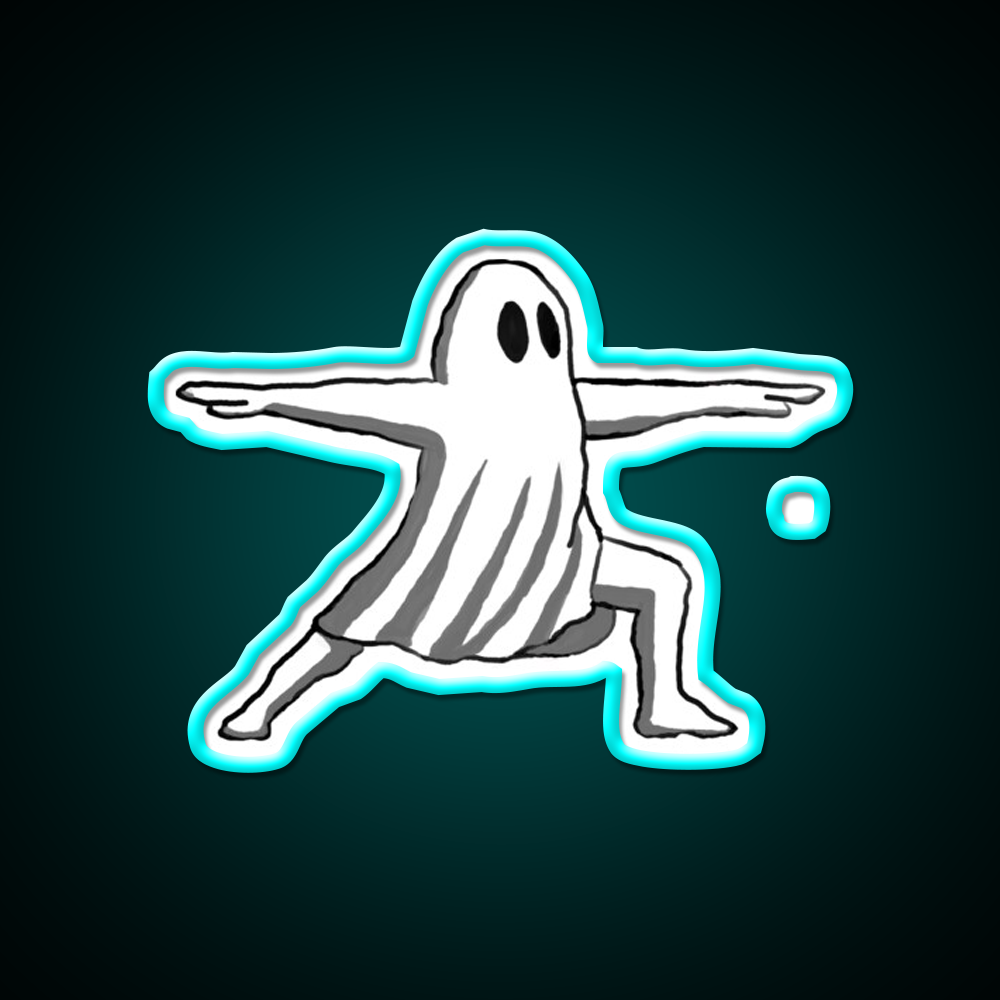 Ghost In Warrior Ii Pose Ghost Yoga Led Neon Sign Rgb Color